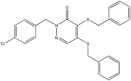 4,5-bis(benzylsulfanyl)-2-(4-chlorobenzyl)-3(2H)-pyridazinone 结构式