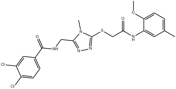 3,4-dichloro-N-[(5-{[2-(2-methoxy-5-methylanilino)-2-oxoethyl]thio}-4-methyl-4H-1,2,4-triazol-3-yl)methyl]benzamide 结构式