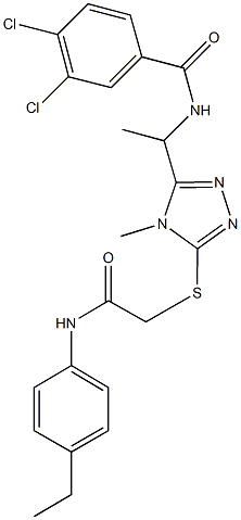 3,4-dichloro-N-[1-(5-{[2-(4-ethylanilino)-2-oxoethyl]thio}-4-methyl-4H-1,2,4-triazol-3-yl)ethyl]benzamide 结构式