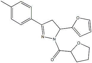 5-(2-furyl)-3-(4-methylphenyl)-1-(tetrahydro-2-furanylcarbonyl)-4,5-dihydro-1H-pyrazole 结构式