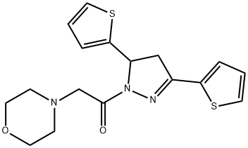 4-{2-[3,5-di(2-thienyl)-4,5-dihydro-1H-pyrazol-1-yl]-2-oxoethyl}morpholine 结构式