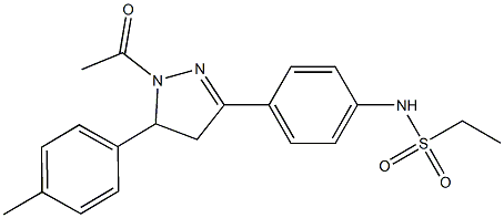 N-{4-[1-acetyl-5-(4-methylphenyl)-4,5-dihydro-1H-pyrazol-3-yl]phenyl}ethanesulfonamide 结构式