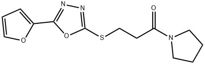 5-(2-furyl)-1,3,4-oxadiazol-2-yl 3-oxo-3-(1-pyrrolidinyl)propyl sulfide 结构式