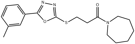 3-(1-azepanyl)-3-oxopropyl 5-(3-methylphenyl)-1,3,4-oxadiazol-2-yl sulfide 结构式