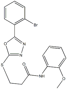 3-{[5-(2-bromophenyl)-1,3,4-oxadiazol-2-yl]sulfanyl}-N-(2-methoxyphenyl)propanamide 结构式