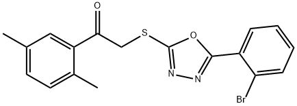 2-{[5-(2-bromophenyl)-1,3,4-oxadiazol-2-yl]thio}-1-(2,5-dimethylphenyl)ethanone 结构式