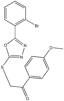 2-{[5-(2-bromophenyl)-1,3,4-oxadiazol-2-yl]thio}-1-(4-methoxyphenyl)ethanone 结构式