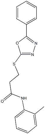 N-(2-methylphenyl)-3-[(5-phenyl-1,3,4-oxadiazol-2-yl)thio]propanamide 结构式