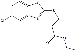 3-[(5-chloro-1,3-benzoxazol-2-yl)sulfanyl]-N-ethylpropanamide 结构式