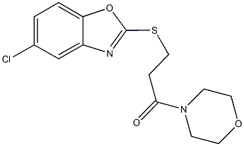 5-chloro-1,3-benzoxazol-2-yl 3-(4-morpholinyl)-3-oxopropyl sulfide 结构式