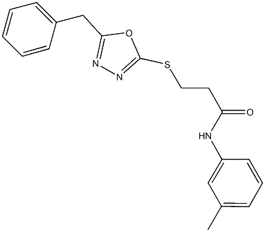 3-[(5-benzyl-1,3,4-oxadiazol-2-yl)sulfanyl]-N-(3-methylphenyl)propanamide 结构式