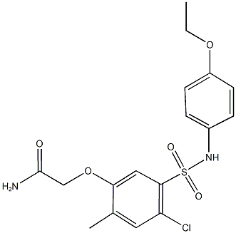 2-{4-chloro-5-[(4-ethoxyanilino)sulfonyl]-2-methylphenoxy}acetamide 结构式