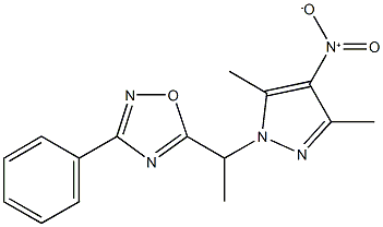5-(1-{4-nitro-3,5-dimethyl-1H-pyrazol-1-yl}ethyl)-3-phenyl-1,2,4-oxadiazole 结构式