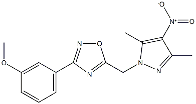5-({4-nitro-3,5-dimethyl-1H-pyrazol-1-yl}methyl)-3-(3-methoxyphenyl)-1,2,4-oxadiazole 结构式