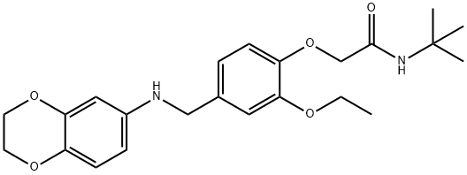 N-(tert-butyl)-2-{4-[(2,3-dihydro-1,4-benzodioxin-6-ylamino)methyl]-2-ethoxyphenoxy}acetamide 结构式