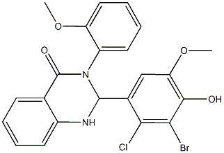 2-(3-bromo-2-chloro-4-hydroxy-5-methoxyphenyl)-3-(2-methoxyphenyl)-2,3-dihydro-4(1H)-quinazolinone 结构式