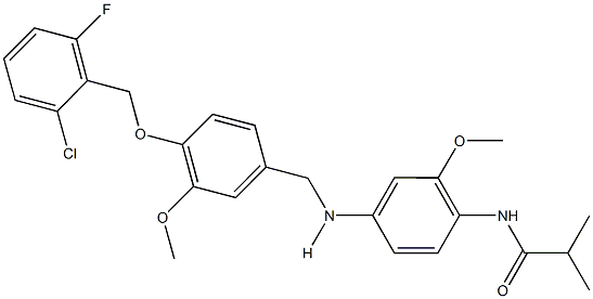 N-[4-({4-[(2-chloro-6-fluorobenzyl)oxy]-3-methoxybenzyl}amino)-2-methoxyphenyl]-2-methylpropanamide 结构式