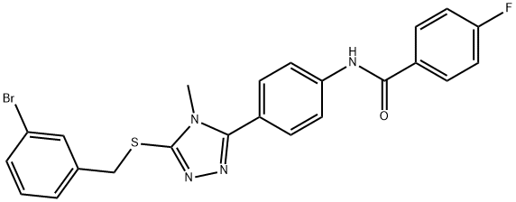 N-(4-{5-[(3-bromobenzyl)sulfanyl]-4-methyl-4H-1,2,4-triazol-3-yl}phenyl)-4-fluorobenzamide 结构式