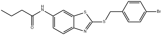 N-{2-[(4-bromobenzyl)sulfanyl]-1,3-benzothiazol-6-yl}butanamide 结构式
