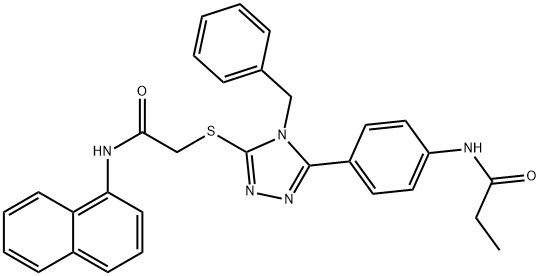 N-[4-(4-benzyl-5-{[2-(1-naphthylamino)-2-oxoethyl]sulfanyl}-4H-1,2,4-triazol-3-yl)phenyl]propanamide 结构式