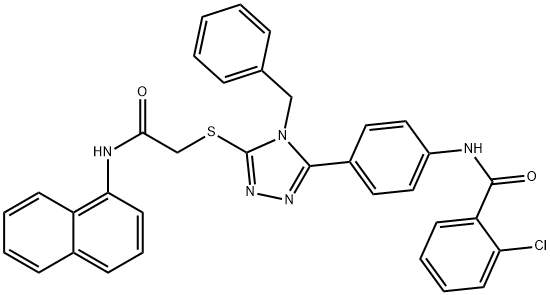 N-[4-(4-benzyl-5-{[2-(1-naphthylamino)-2-oxoethyl]sulfanyl}-4H-1,2,4-triazol-3-yl)phenyl]-2-chlorobenzamide 结构式