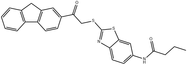 N-(2-{[2-(9H-fluoren-2-yl)-2-oxoethyl]sulfanyl}-1,3-benzothiazol-6-yl)butanamide 结构式