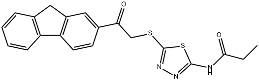 N-(5-{[2-(9H-fluoren-2-yl)-2-oxoethyl]sulfanyl}-1,3,4-thiadiazol-2-yl)propanamide 结构式