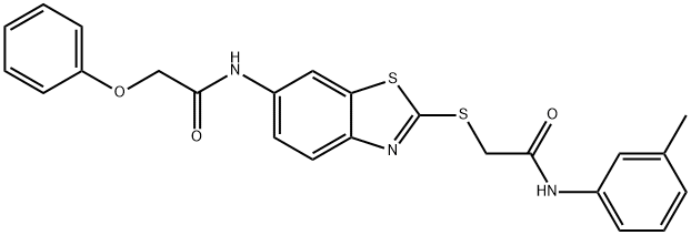 N-(2-{[2-oxo-2-(3-toluidino)ethyl]sulfanyl}-1,3-benzothiazol-6-yl)-2-phenoxyacetamide 结构式