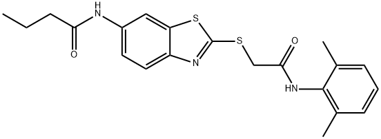 N-(2-{[2-(2,6-dimethylanilino)-2-oxoethyl]sulfanyl}-1,3-benzothiazol-6-yl)butanamide 结构式