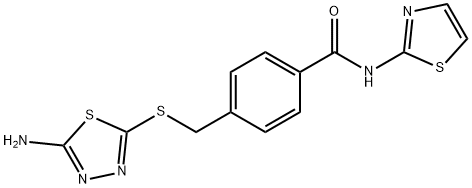 4-{[(5-amino-1,3,4-thiadiazol-2-yl)sulfanyl]methyl}-N-(1,3-thiazol-2-yl)benzamide 结构式