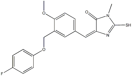 5-{3-[(4-fluorophenoxy)methyl]-4-methoxybenzylidene}-3-methyl-2-sulfanyl-3,5-dihydro-4H-imidazol-4-one 结构式