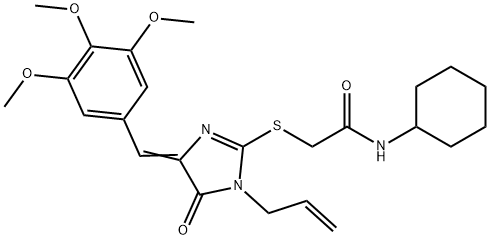 2-{[1-allyl-5-oxo-4-(3,4,5-trimethoxybenzylidene)-4,5-dihydro-1H-imidazol-2-yl]sulfanyl}-N-cyclohexylacetamide 结构式