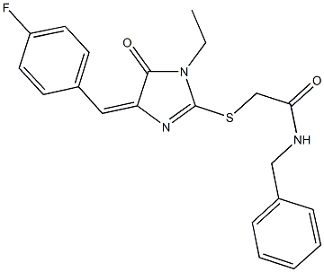 N-benzyl-2-{[1-ethyl-4-(4-fluorobenzylidene)-5-oxo-4,5-dihydro-1H-imidazol-2-yl]sulfanyl}acetamide 结构式