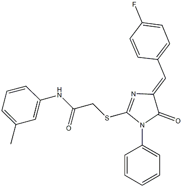 2-{[4-(4-fluorobenzylidene)-5-oxo-1-phenyl-4,5-dihydro-1H-imidazol-2-yl]sulfanyl}-N-(3-methylphenyl)acetamide 结构式