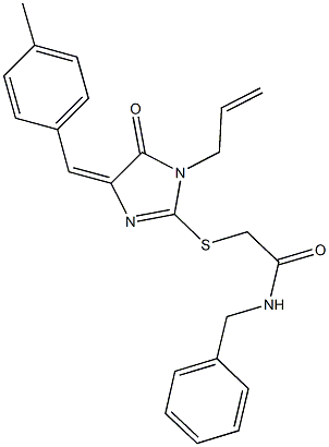 2-{[1-allyl-4-(4-methylbenzylidene)-5-oxo-4,5-dihydro-1H-imidazol-2-yl]sulfanyl}-N-benzylacetamide 结构式