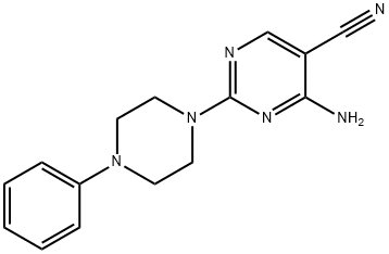 4-amino-2-(4-phenyl-1-piperazinyl)-5-pyrimidinecarbonitrile 结构式