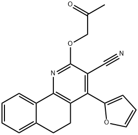 4-(2-furyl)-2-(2-oxopropoxy)-5,6-dihydrobenzo[h]quinoline-3-carbonitrile 结构式