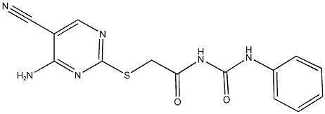 N-{[(4-amino-5-cyano-2-pyrimidinyl)sulfanyl]acetyl}-N'-phenylurea 结构式