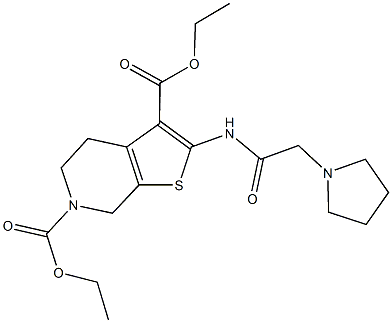 diethyl 2-[(1-pyrrolidinylacetyl)amino]-4,7-dihydrothieno[2,3-c]pyridine-3,6(5H)-dicarboxylate 结构式