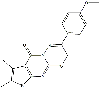 2-(4-methoxyphenyl)-7,8-dimethyl-3H,9H-thieno[2',3':4,5]pyrimido[2,1-b][1,3,4]thiadiazin-9-one 结构式