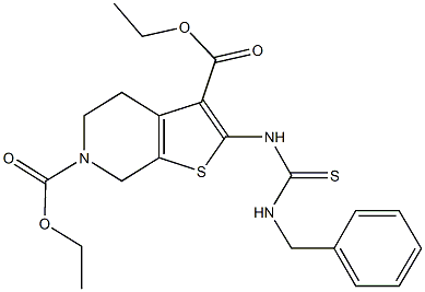 diethyl 2-{[(benzylamino)carbothioyl]amino}-4,7-dihydrothieno[2,3-c]pyridine-3,6(5H)-dicarboxylate 结构式