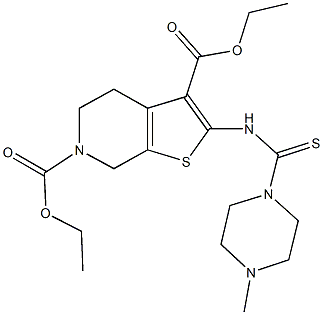 diethyl 2-{[(4-methyl-1-piperazinyl)carbothioyl]amino}-4,7-dihydrothieno[2,3-c]pyridine-3,6(5H)-dicarboxylate 结构式