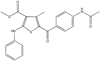 methyl5-[4-(acetylamino)benzoyl]-2-anilino-4-methyl-3-thiophenecarboxylate 结构式