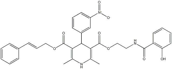 3-cinnamyl 5-{2-[(2-hydroxybenzoyl)amino]ethyl} 4-{3-nitrophenyl}-2,6-dimethyl-1,4-dihydro-3,5-pyridinedicarboxylate 结构式