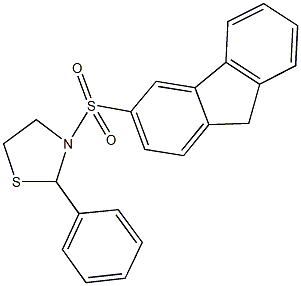 3-(9H-fluoren-3-ylsulfonyl)-2-phenyl-1,3-thiazolidine 结构式