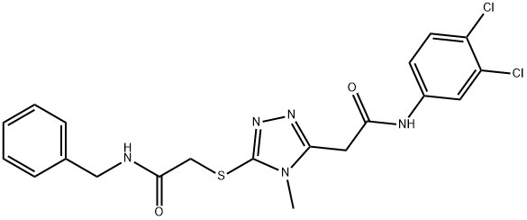 2-(5-{[2-(benzylamino)-2-oxoethyl]sulfanyl}-4-methyl-4H-1,2,4-triazol-3-yl)-N-(3,4-dichlorophenyl)acetamide 结构式