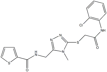 N-[(5-{[2-(2-chloroanilino)-2-oxoethyl]sulfanyl}-4-methyl-4H-1,2,4-triazol-3-yl)methyl]-2-thiophenecarboxamide 结构式