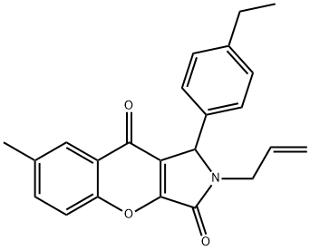 2-allyl-1-(4-ethylphenyl)-7-methyl-1,2-dihydrochromeno[2,3-c]pyrrole-3,9-dione 结构式