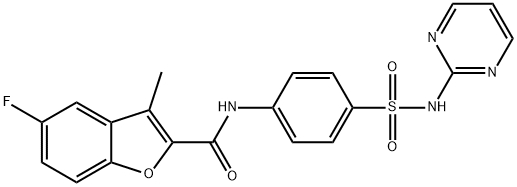 5-fluoro-3-methyl-N-{4-[(2-pyrimidinylamino)sulfonyl]phenyl}-1-benzofuran-2-carboxamide 结构式