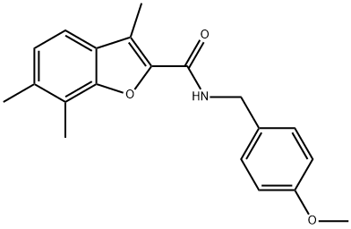 N-(4-methoxybenzyl)-3,6,7-trimethyl-1-benzofuran-2-carboxamide 结构式